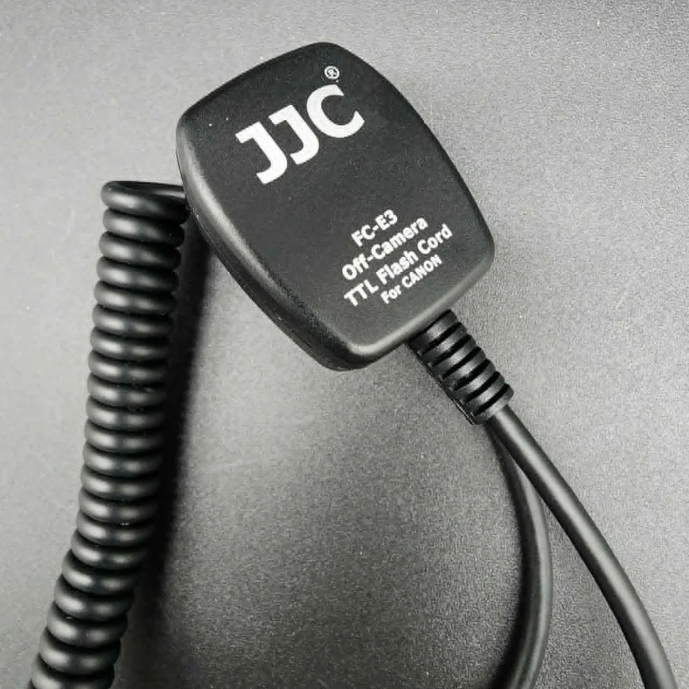 JJC Black FC-E3 Off-Camera TTL Flash Cord for Canon EOS DSLR Speedlite Coiled